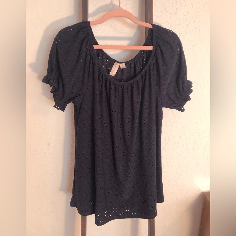 NWOT EYELET NAVY BLUE MISA TOP